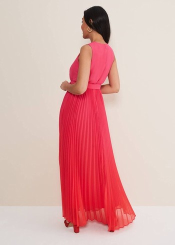 Phase Eight Petite Piper Ombre Dress Red/Pink USA | 5094372-QR